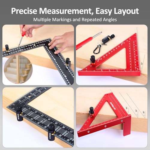 ArtyMaster Stair Gauges Set with Rubber Pad, Stair Gauges for Framing Square and Carpenter Square, Framing Jig Circular Saw, Attachment Tool for Carpentry Squares Framing, Stair Gauges Knobs Tool - Image 3