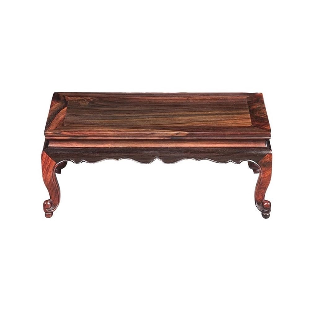 birene Vase Stand Rectangular with Leg Woodcarving Bonsai Base Crafts, Mahogany Vase Display Stand