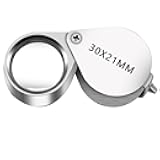 Jewelers Loupe Magnifier Pocket Foldable 30x 21mm Jewelry Eye Magnifying Glass Magnifier for Jewelers Gems Diamonds Plants Coins Stamps Antiques and More