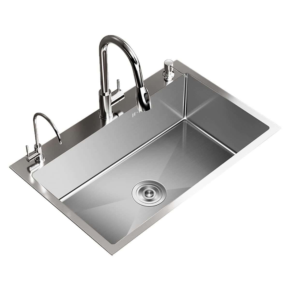 Sddpulse One Color Thicken Anti- Single Bowl Undermount Kitchen Sink - 304 Stainless Steel, Noise Reduction, Easy To Clean, Versatile Design For Kitchen And Bar,-50 * 40Cm