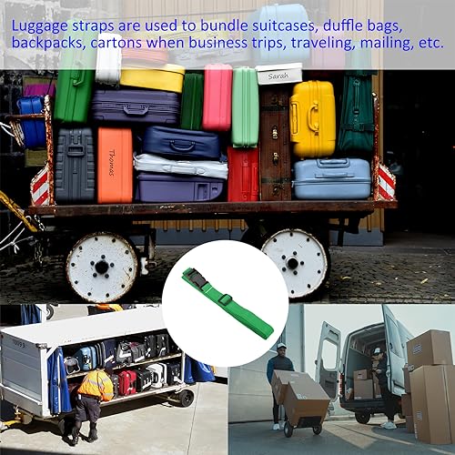Image of M METERXITY 1 Pack Luggage Straps- Travel Baggage Accessories Adjustable Suitcase Belt with Quick Release Buckle, Apply to Travel (2 Meters, Green)