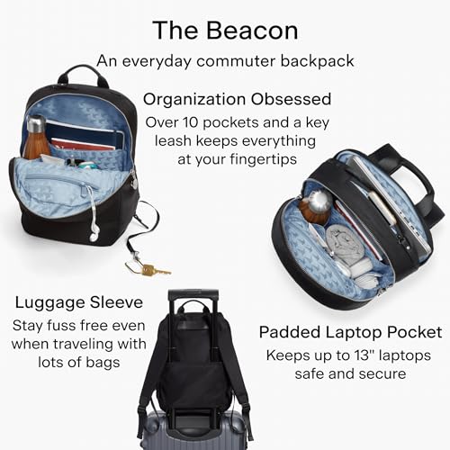 Lo & Sons Beacon Backpack - Chic Premium Travel Bag with 13" Laptop Compartment, Luggage Sleeve | Minimalist Bag for Women2