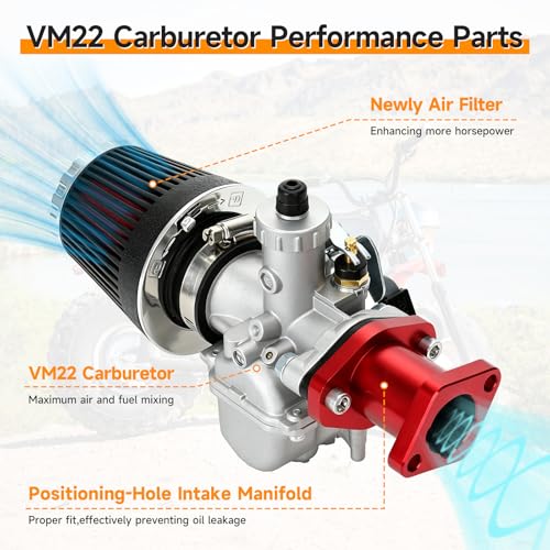 Image of FVRITO 212cc Carburetor VM22 Carb Kit Compatible with Predator 212cc 196cc Coleman CT200U CT200U-EX BT200X Baja MB200 Mini Bike KT196 Go Kart GX160 GX200 6.5HP Clone Engine Parts with Intake Manifold