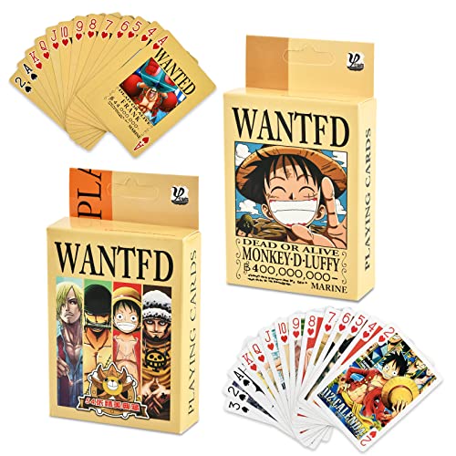 SALGIA 2 Set Póquer One Piece,Cartas One Piece,Juego de Mesa One Piece,One Piece Wanted Bounty...