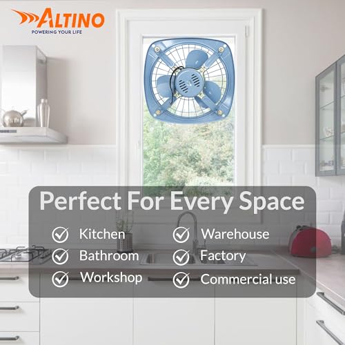 Image of Altino Heavy Duty Fresh Air Exhaust Fan for Industrial, Kitchen, Home, etc| High Speed Motor, Energy Efficient, Low Noise Operation & Easy to Clean, 1 Yr Warranty (Grey, 6 Inch, Reversible Rotation)