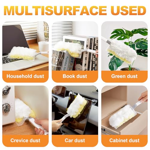 Image of JOYMOOP Disposable Duster for Cleaning, with 1 Handles & 24 Ct Yellow Heavy Duty Refills for Swiffer Feather Duster, Household Cleaning Tool for Electronics, Dusting Furniture, Blinds