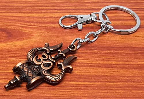 Image of Aura Lord Shiva Shankar Bholenath Mahadev Damru Om Trishul Keychain For Men Women Boys Girls Shivratri Husband Wife Metal Hook Keychain