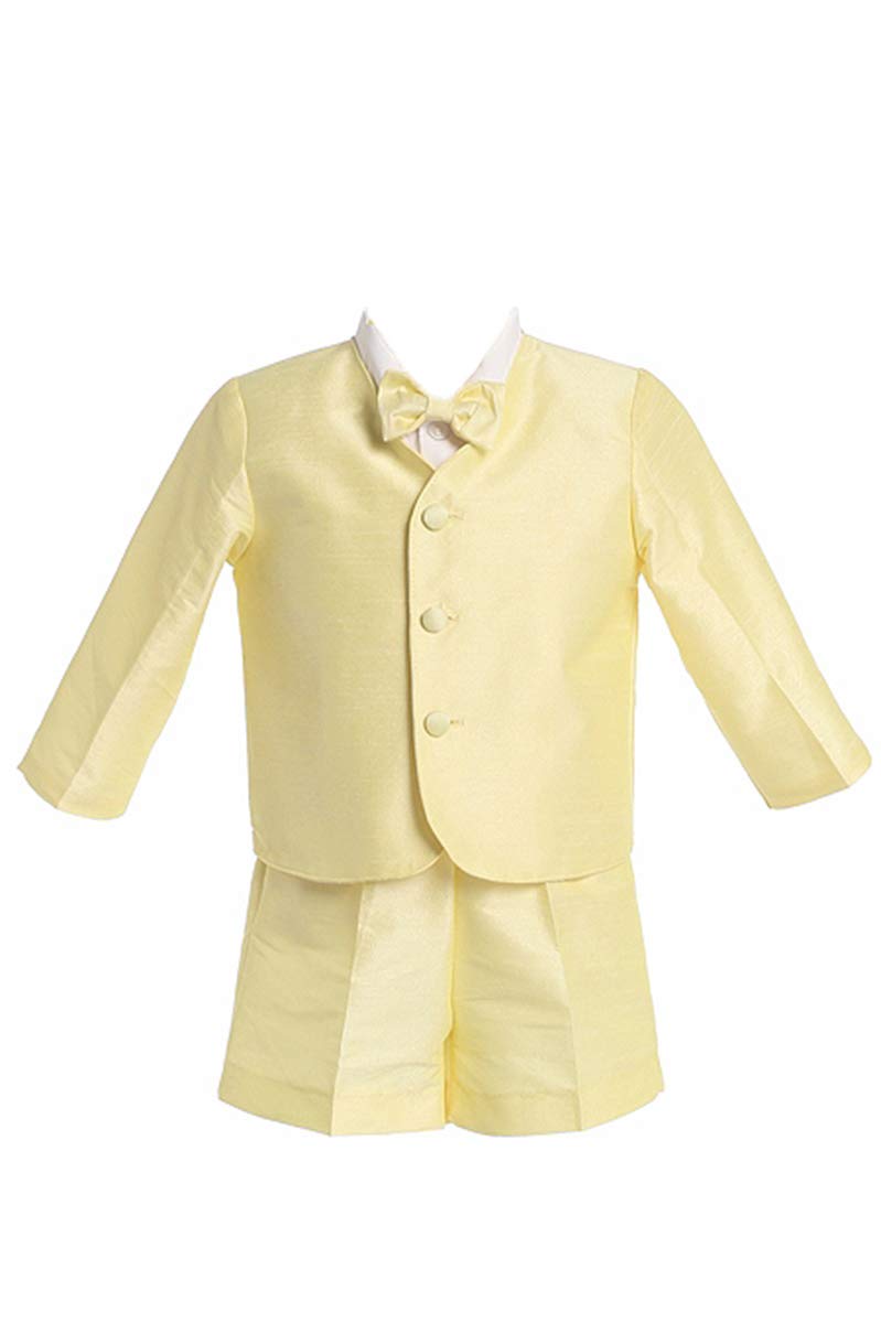 Yellow Boys Poly Silk Eton Jacket & Shorts (Yellow, M (6-12 Months))
