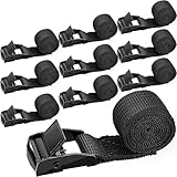 RIO Direct 10 Stück Spanngurt kurz 50cm, Spanngurte Fahrradträger, Schwarze Kurze Zurrgurte mit klemmschloss, Kleine Spanngurte, für Fahrrad, Sackkarre, Motorrad, Gepäck