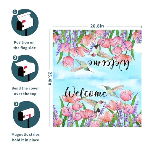 Image of Spring Summer Colorful Flowers Mailbox Covers Magnetic Large Size 25 inchx21 inch Spring Wildflowers Magnetic Mailbox Cover Colorful Mailbox Wraps Post Letter Box Cover Decoration for Home Outdoor Porch