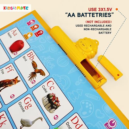 Image of Kidsmate Click to Read Intelligence Study Book with 13 Interactive Pages & Handwriting Board | Earlyspark Activity Book - Touch, Listen, and Learn with Every Page Includes Hand-Painted erasable Board