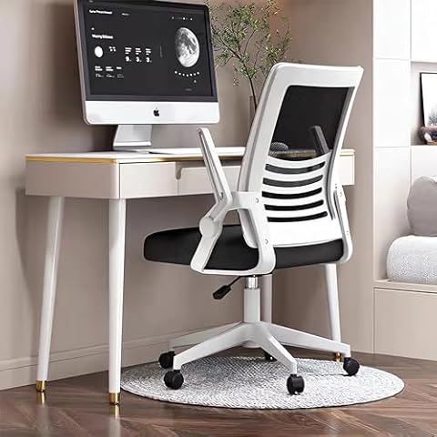 HDHNBA Computer Chair Ergonomic Office Chair Home Office Lumbar Support Padded Flip-up Armrest Swivel Mesh Desk Chair Cover