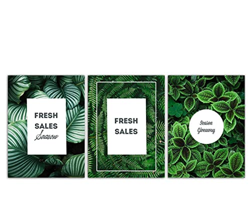 Groene Blad Zwarte Tekst Illustratie Scandinavische Stijl Decor Drieluik Familie Bank Achtergrond Decoratie Muur Kunst Moderne Decoratieve Schilderkunst Muur Kunst Print Kantoor Gang Muurschilderin