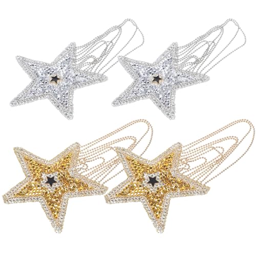 TOPBATHY 4 piezas Parches de Termoadhesivos Forma de Estrella con Diamantes de Imitación para Decorar y Reparar Ropa Sombreros y Accesorios DIY