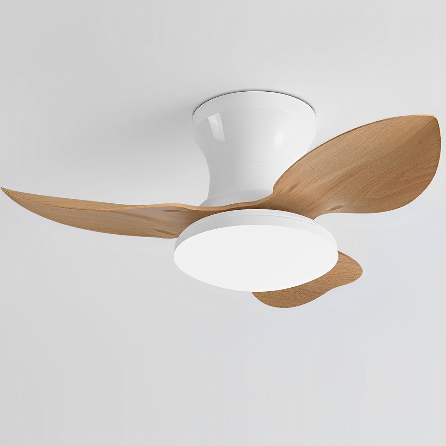 Modern 25inch Ceiling Fans with Lights Indoor Remote Ceiling Fans with 30W LED Light 6 Speeds Quiet Ceiling Fans with DC Motor, ABS Blades for Bedroom Dining Room Hotel