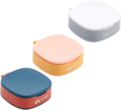 CALLARON 3pcs Portable Medicine Holders Travel-Friendly Assorted Color Pill Organizer with Compartments for Daily Dose Management for Home and Outdoor Use