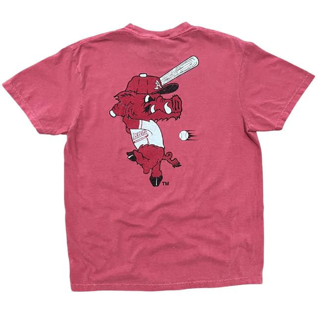 Houndstooth Clothing Co. Arkansas Razorback Ribby Tee Officially Licensed NCAA 100% Cotton Unisex SM-2XL Crimson - Red