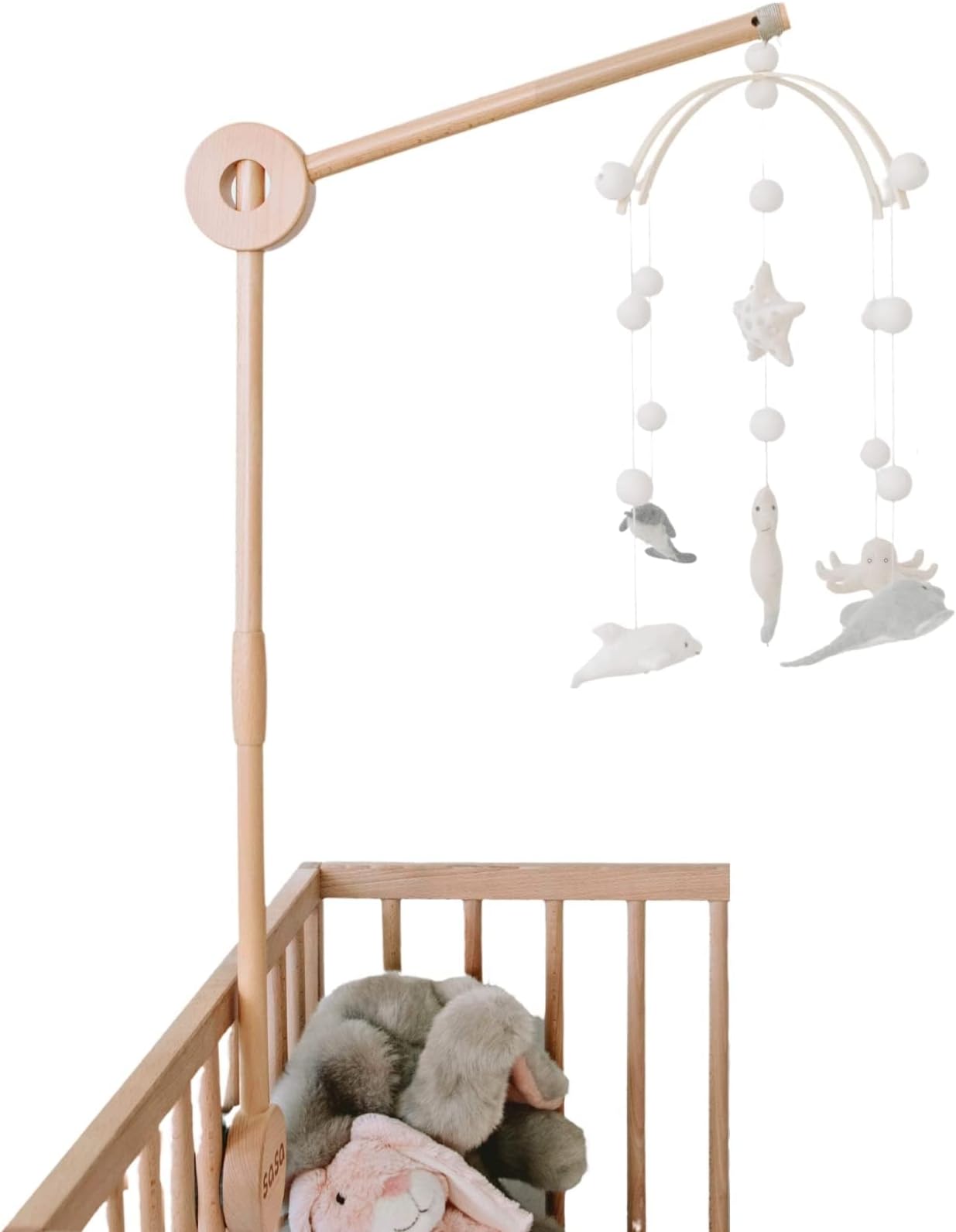 Sasa Baby and Toddler Crib Mobile Arm Wooden Mobile Arm, Strong Hold Anti Slip