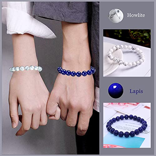 SONNYX 12 PCS 8mm Semi-Precious Gemstone Bracelet Set Crystal Stone Stretch Bracelets for Women Men Round Beaded Elastic Bracelets4