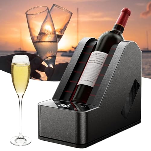 LIULIQ Enfriador Portátil De Botellas De Vino, Enfriador Eléctrico De Vino con Ajuste De Temperatura De 5-20 °C Y Compartimento Congelador De 96 Mm De Diámetro, Enfriamiento Rápido para Apartamentos