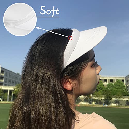 Image of 2 Pack Visor Women Men Sun Hat Clip On Visors Adjustable Sport Wide Brim Cap