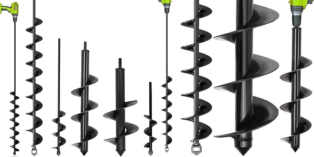 5 Set Auger Drill Bit for Planting,Heavy Duty Garden Auger Spiral Drill Bit Bulb Planter Tool,Auger Drill Bits for Planting 3x16.5in and 2x32in Solid Shaft Plant Flower Bulb Auger Spiral Hole Drill