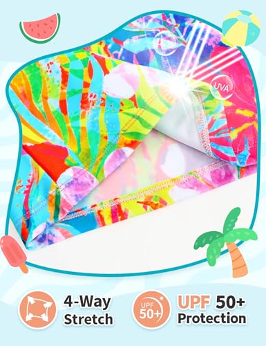 Image of TENVDA Girls Rash Guard Swimsuit Long Sleeve Bathing Suits with Shorts for 3-12 Years Old Kids