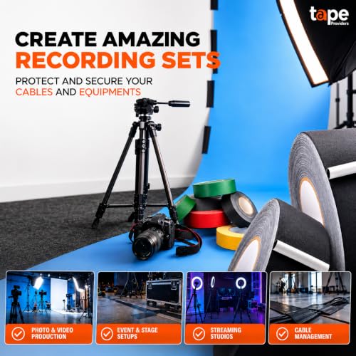 Image of WOD GTC12 Gaffer Tape, Fluorescent Green Low Gloss Finish Film, 12 in. x 60 ft. (Pack of 4) Residue Free, Non Reflective Cloth Fabric, Secure Cords, Water Resistant, Photography, Filming Backdrop