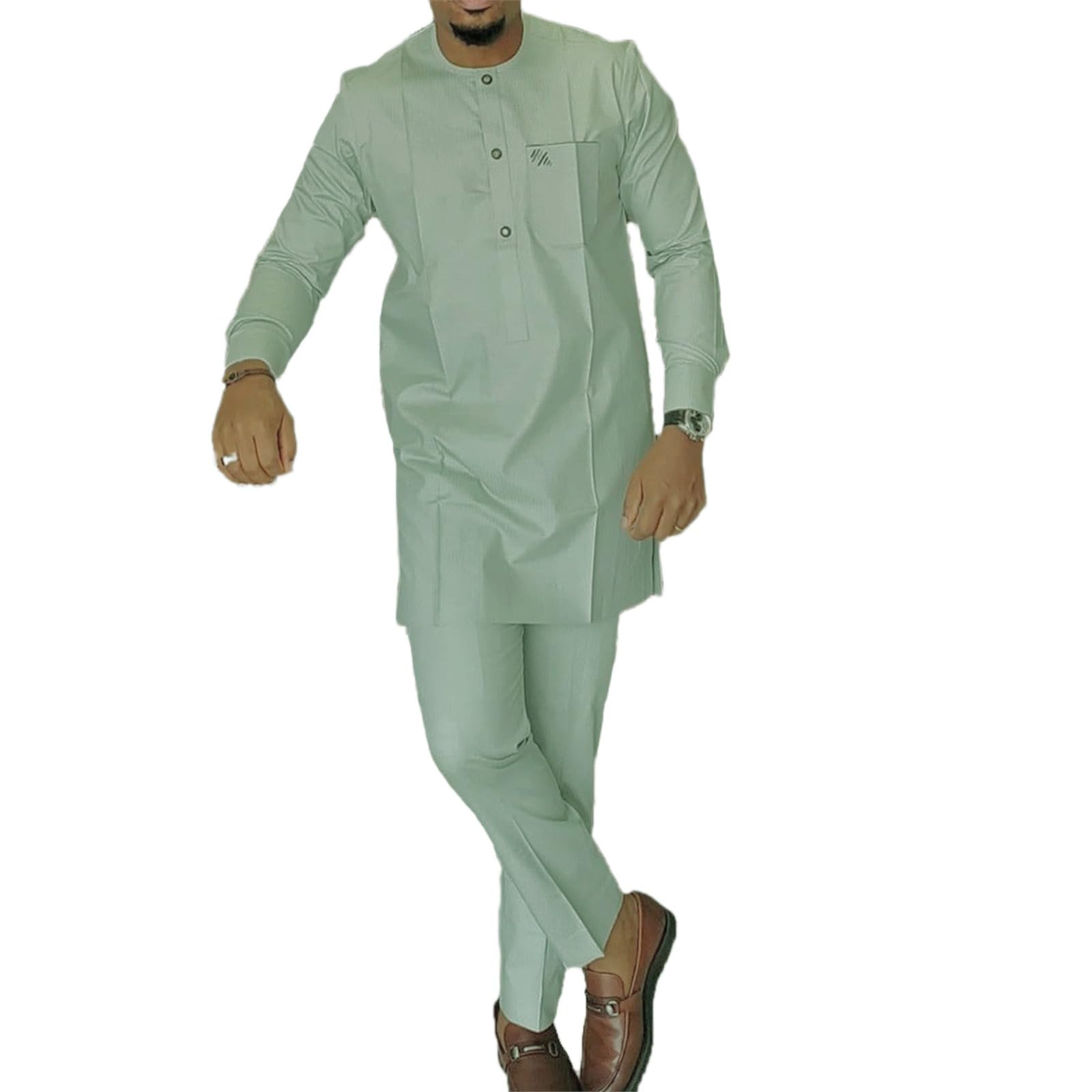 Heren Afrikaans Lange Mouwen Kleding 2-Delige Set Dashiki