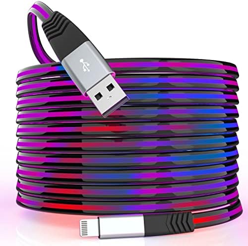 Oliomp USB A to Lightning Cable 6FT (Apple MFi Certified) Lighted Up LED iPhone Charger Cable 6ft Fast Charging Data Cable for iPhone 14/13/12/11 Pro Max/XS/XR/X/8/7/6S/6Plus/SE/iPad