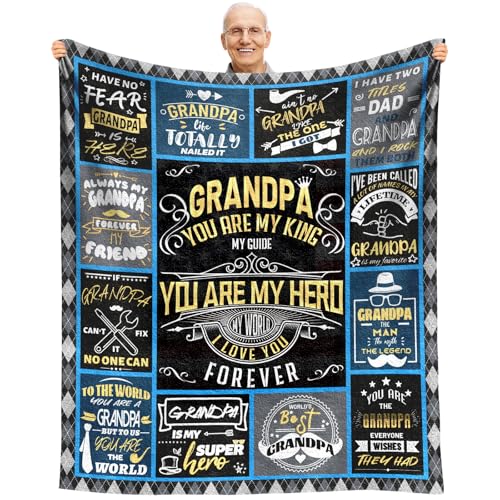 Fathers Day Grandpa Gifts Throw Blanket 60x50 Birthday Gifts for Grandpa Best Grandfather Gift from Grandkids Granddaughter Grandson Grandfather Gift from Grandchildren Presents for Grandpas