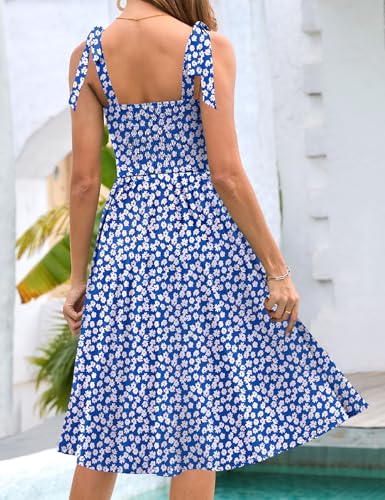 Image of Kranda Women 2026 Summer Casual Spaghetti Strap Sundress V Neck Sleeveless Flowy Boho Floral Midi Dress with Pockets