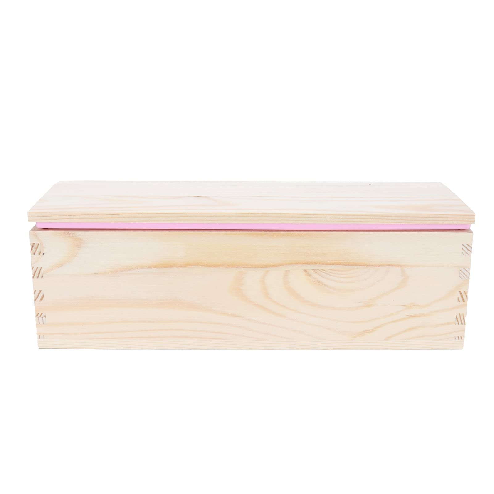 Juego de moldes de silicona para jabón DIY con rejilla para jabón en caja de madera y papel de regalo para jabón y horneado (Rosa)