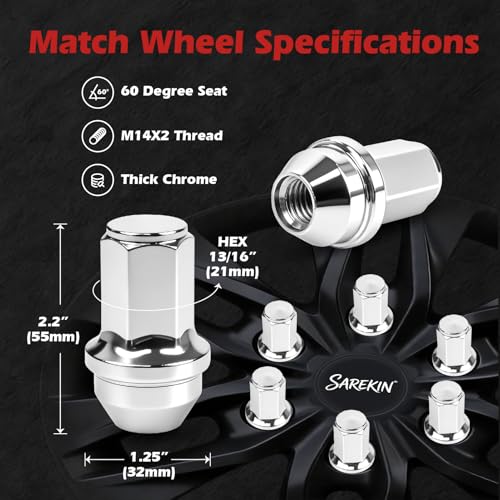 24 Pcs M14x2 Lug Nuts Chrome Wheel Lug Nut Large Acorn Seat 13/16 Hex by Sarekin - Used condition - Image 2
