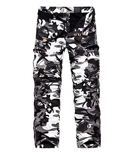 AYG Men's Thicken Winter Polar Fleece Lining Warm Trousers Cargo Camo Combat Pants