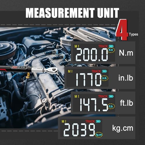 Image of VANPO Digital Torque Wrench 1 /2-Inch 7.38-147.5 ft-lb for Automotive | 10-200 Nm, ±2% Accuracy, Electronic Torque Wrench with LCD Display, Audible & Vibration Alert, Easy Battery Access