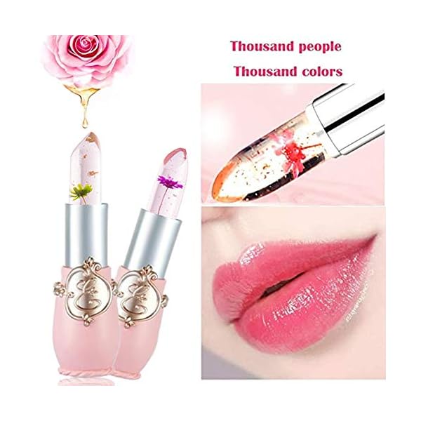 BINGBRUSH 2Pcs Flower Jelly Color Changing Lipstick Magic Lipstick Lip Gloss with Flower inside,Clear Flower PH Jelly Lipstick Prime Lip Color Change Changing Lipstick Lip Blam