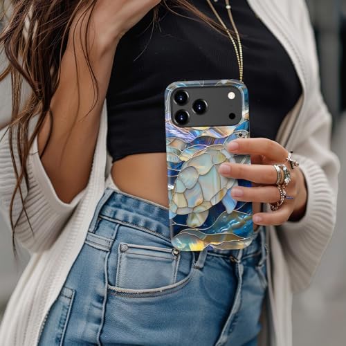 Image of Goodon for iPhone 17 Pro Case Cute - Wireless Charging Compatible - Dual-Layer Hard Shell + Silicone Cover - Protective Phone Case with Trendy Designs for Women - Abstract Sea Turtle