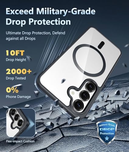 Image of NISHTECH for Samsung Galaxy S25 5G Case: Clear Magnetic Slim Fit Case Compatible with Magsafe Rugged Protective Transparent Cover (Black Magnetic)