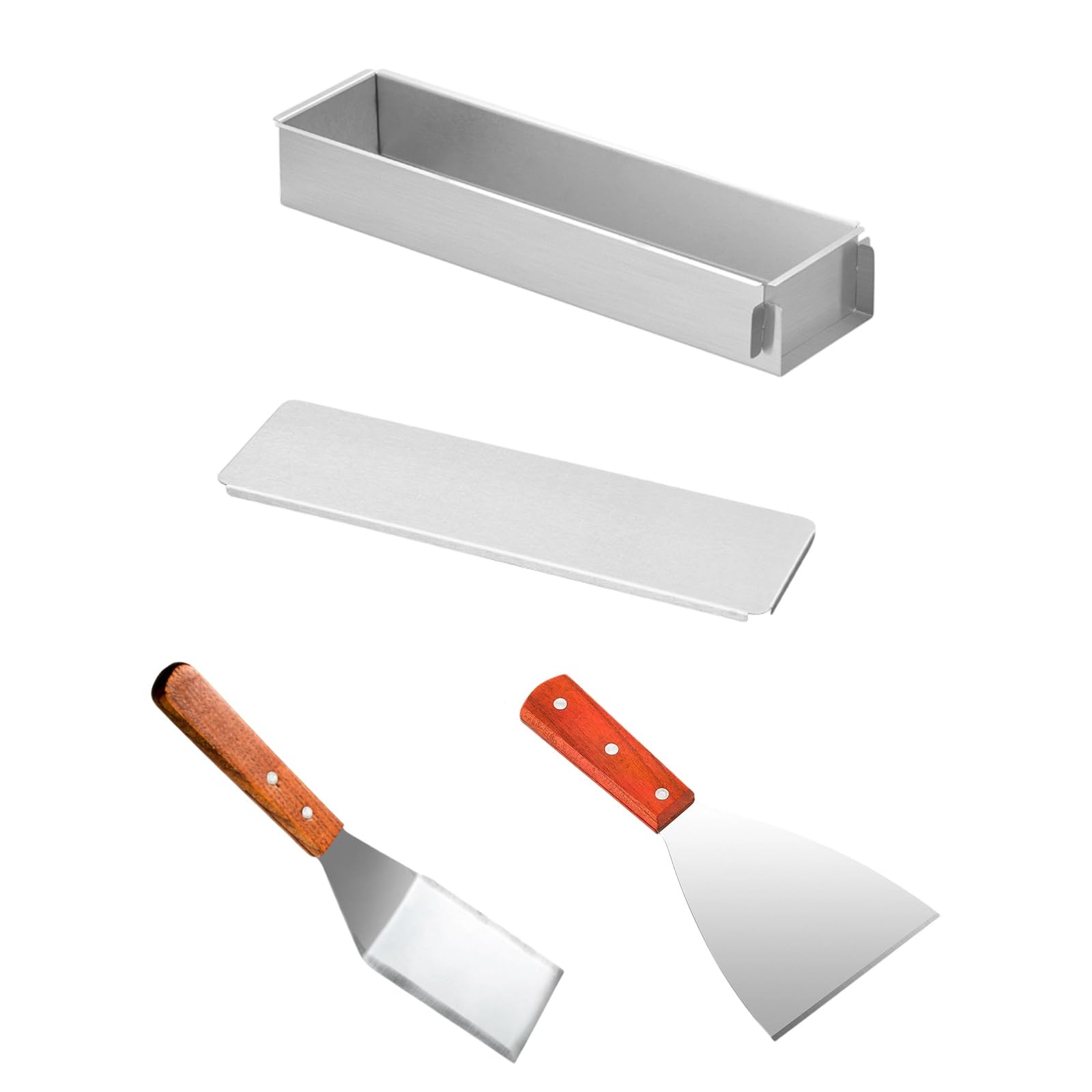 Shurhome Of 3 Rectangular Baking Molds with Wooden Handle Spatula and Nonstick Front for Unflawed Cake Creation Multipurpose Dessert Molds