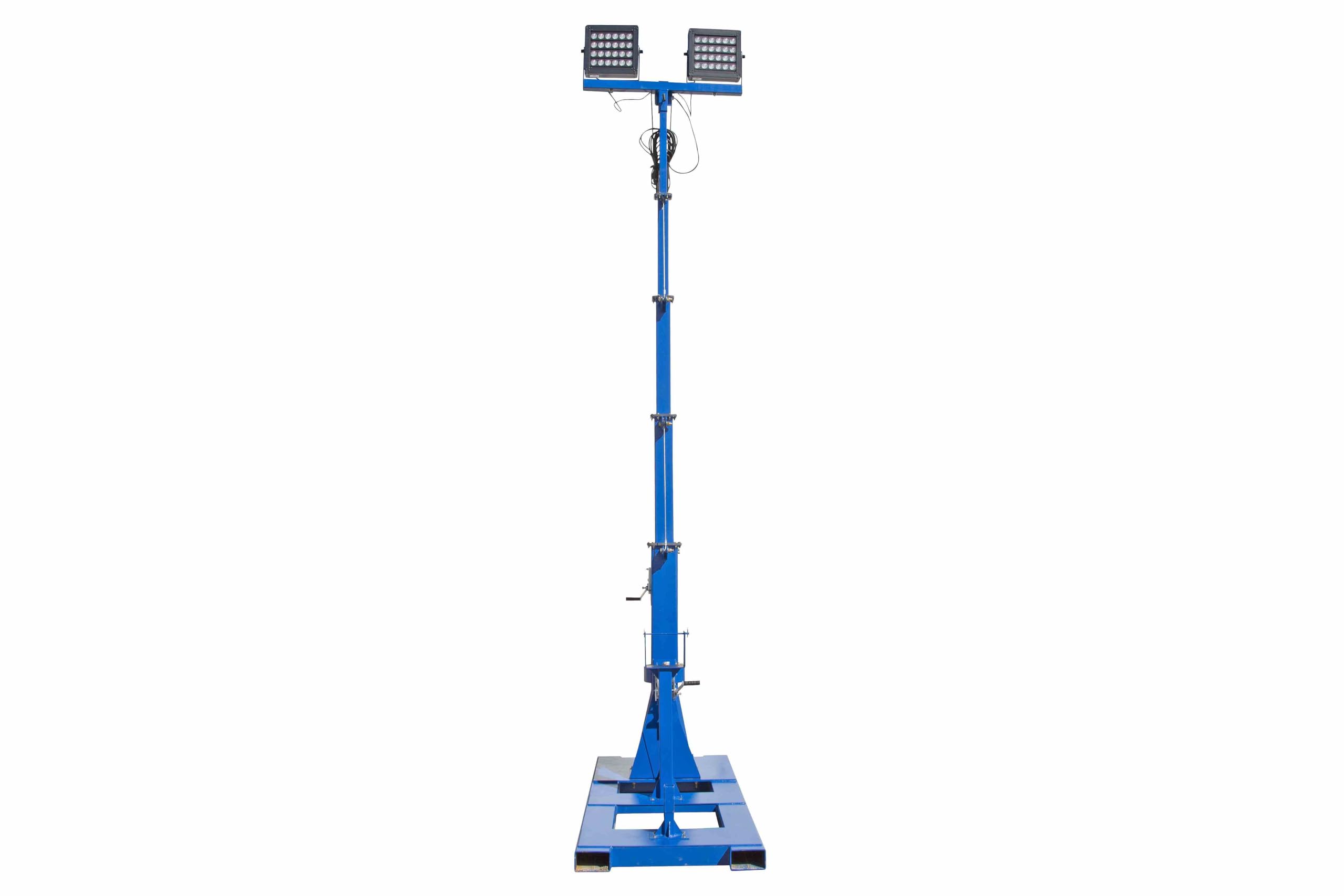 500W LED Light Tower - 6.7' to 20' - Telescoping Fold Over - (2) LED Lamps - 5-15 Cord Cap - 10 Degree Beam - 5000K
