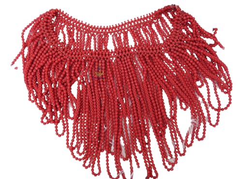Haut chemisier de mariée nigérian en perles de corail rouge traditionnel Igbo Edo