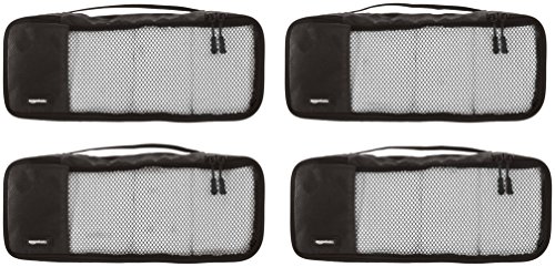 Amazon Basics 4 Piece Packing Travel Organizer Cubes Set - Slim, Black #TOP1