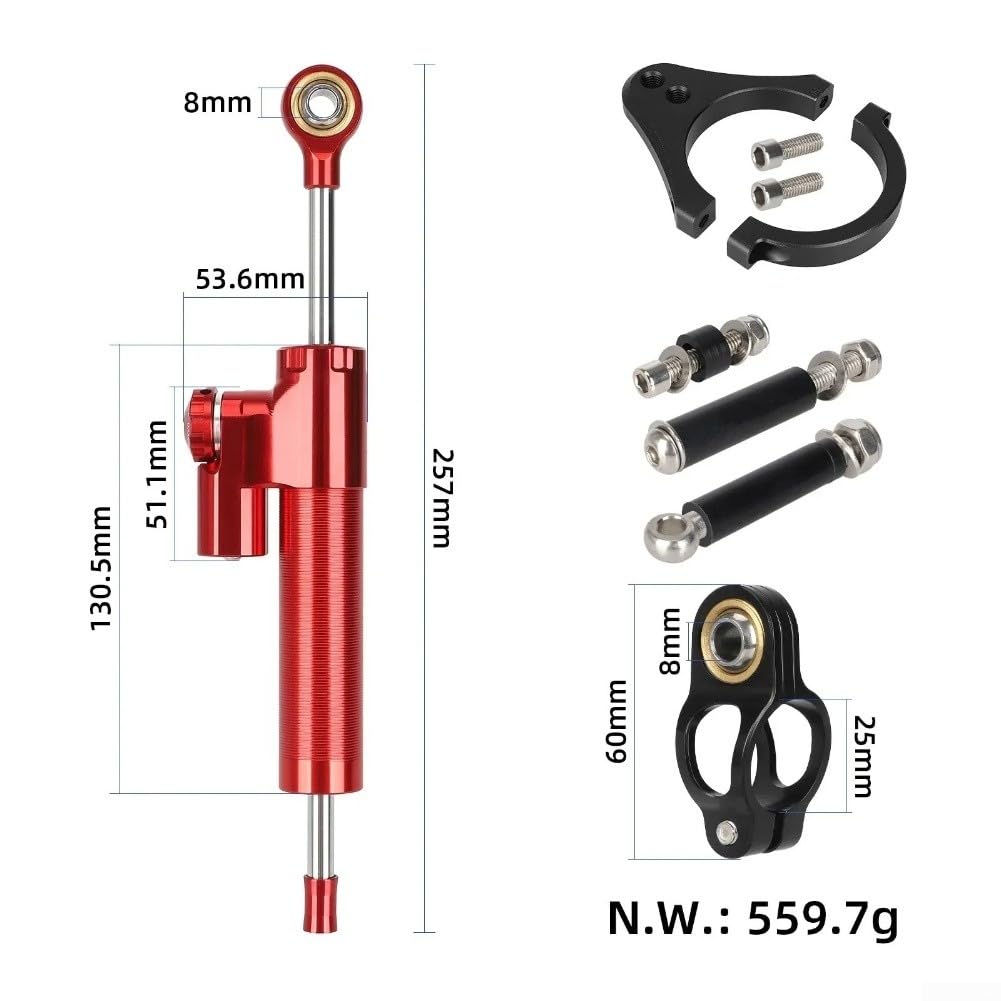 Amortisseur de direction Kukirin G3-Pro 2024 | Stabilisateur de direction en aluminium/pièce de rechange | Amortisseur de stabilisation de guidon de moto (rouge)
