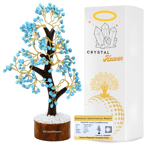 Image of Certified Turquoise Crystal Tree for Good Luck - Healing Crystals Money Tree for Wealth, Positive Energy at Home Office - Decorative Spiritual Gifts for Vastu, House Warming