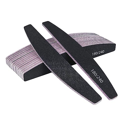 URAQT Limas de Uñas Profesionales 16 pcs, Lima Uñas Gel 180/240, Limas para Uñas de Doble Cara Set Gel Acrílico Limas, Herramientas de Cuidado de Mascotas para Uso Doméstico y Salón (Arqueado-Negro)
