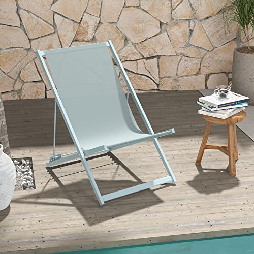 Grand Patio Outdoor Foldling Reclining Chairs, Steel Mesh Sling Chaise Lounge Chair Vilano For Deck,Garden,Poolside,Backyard, Seaglass Green #TOP7