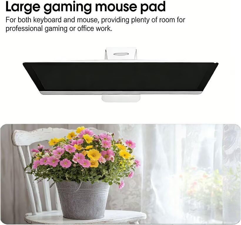 Podkładka pod mysz do gier różowa XXL kwiat podkładka pod mysz 1400 x 600 x 3mm Poprawa precyzji i szybkości, podkładka pod mysz do gier antypoślizgowa gumowa podstawa, do dekoracji Burea DZ-261