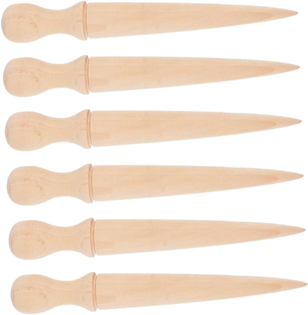 6pcs Wooden Handled Garden Hole Punchers Comfortable Grip Planting Tool for Digging and Sowing Durable Garden Supplies for Versatile Gardening Tasks