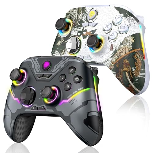 EasySMX 2Pcs X15 Controller PC Wireless mit 7 RGB Licht, Gaming Controller mit Hall Joystick & Trigger, Bluetooth Kompatibel mit PC/Switch/Handy/Tablet